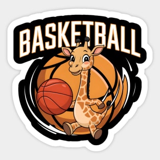 Cute Giraffe Playing Basketball – Funny Sports Animal Sticker
